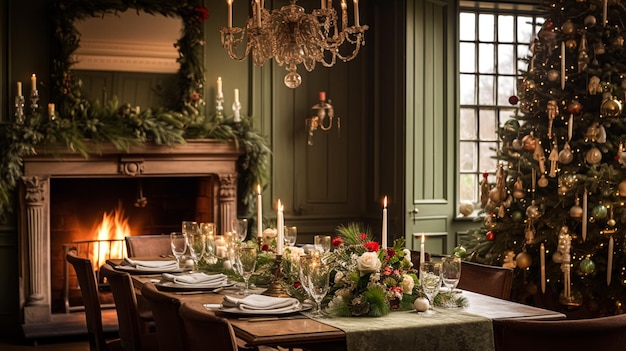 Christmas at the manor English countryside decoration and interior decor