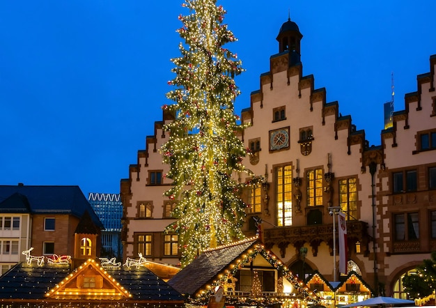 ドイツの都市の古い広場のクリスマス マーケット