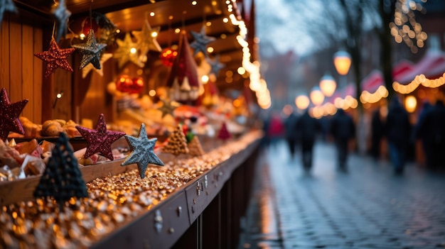 Foto mercatino di natale all'aperto celebrazione delle vacanze della stagione invernale