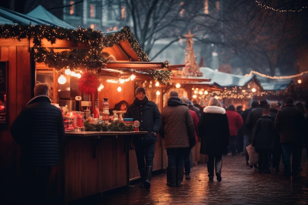 Christmas market People walking through the Christmas markets