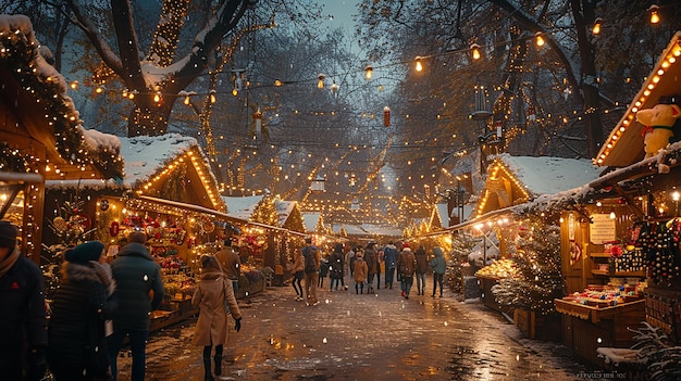 christmas market in the snow