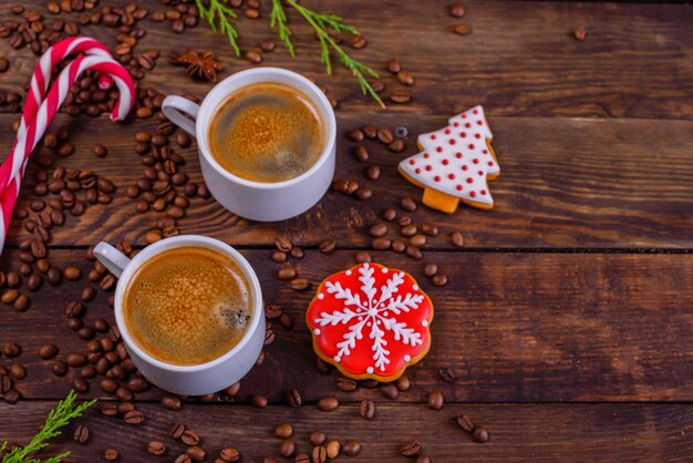 Christmas morning with fragrant coffee