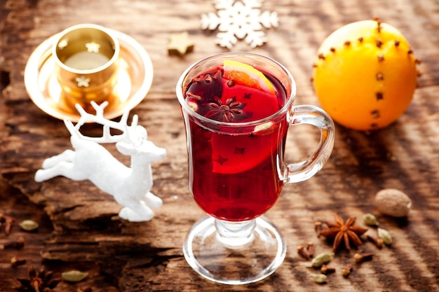 Christmas mulled wine with spices