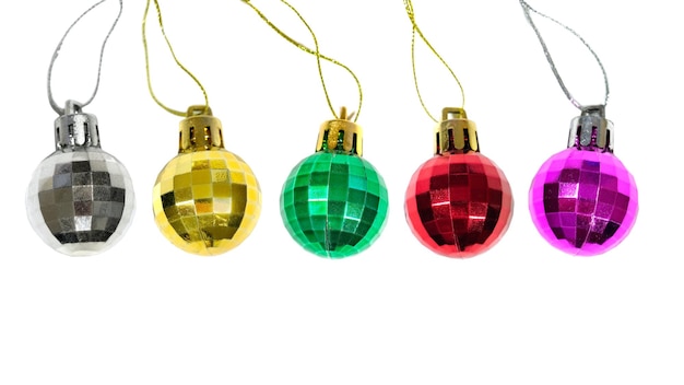 Christmas multicolored balls isolated on white Christmas toys