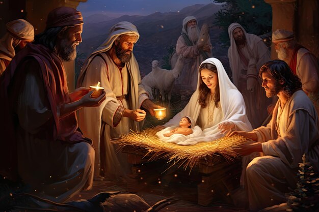 Premium AI Image | christmas nativity scene with jesus