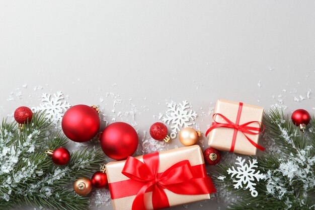 クリスマスや新年のアクセサリーの上面図