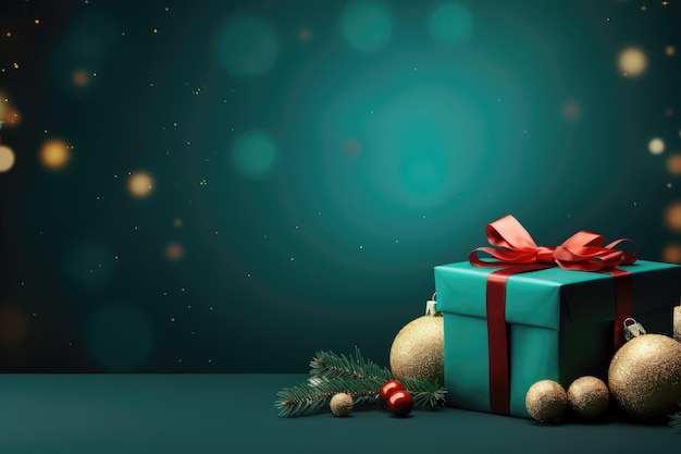 Christmas and new year background gift boxes background of bokeh garlands Generative AI