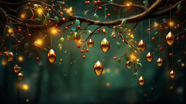 christmas new year background with christmas ornaments AiImage