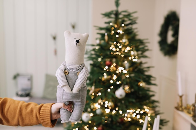 装飾やおもちゃでクリスマスと新年の背景