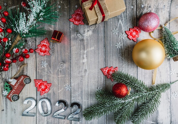 ギフトとクリスマスと新年の背景と場所foftexのクリスマスデコレーション