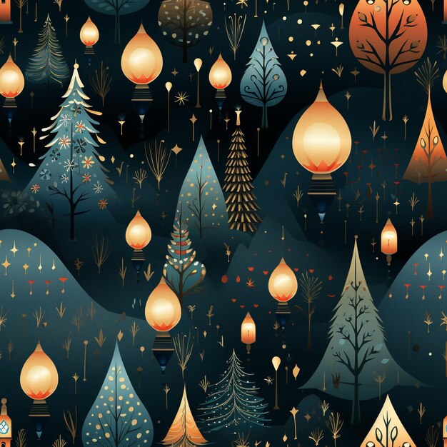 Christmas and new year cartoon vector seamless pattern with snow globes