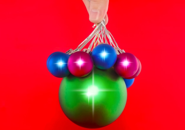 Christmas,New Year decoration-balls .On the red background.