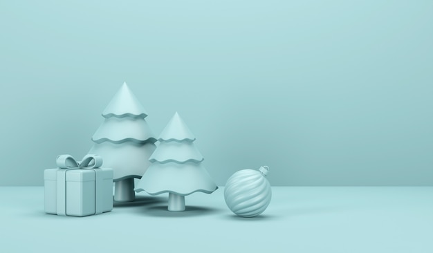 スペースと色の背景にクリスマスと新年の装飾。バナーデザイン3Dイラスト