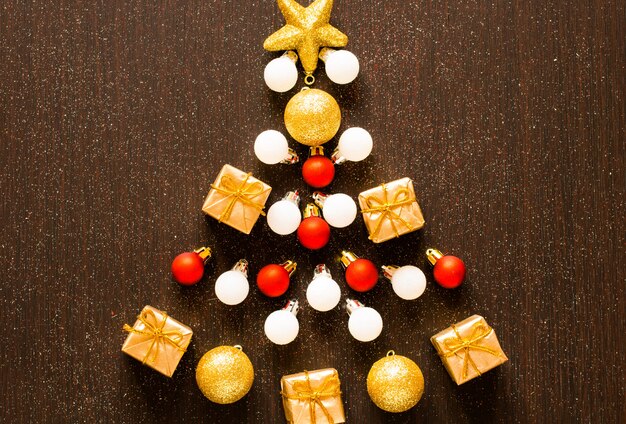 Christmas or New Year decoration over a wooden background