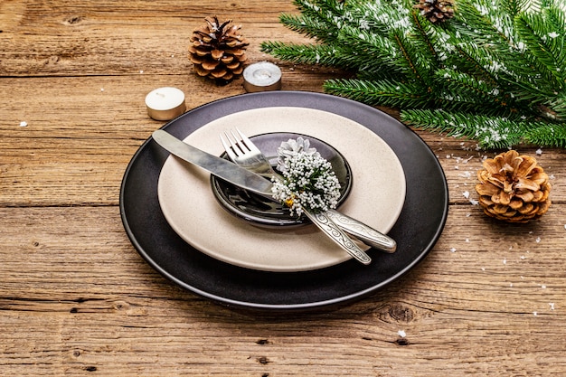 Christmas and New Year dinner place setting