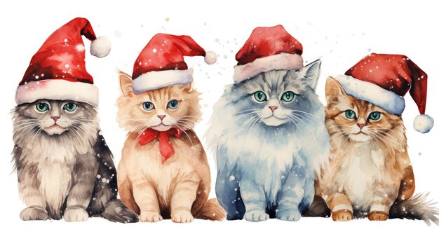 写真 クリスマス 新年 犬 猫 赤い帽子 サンタ