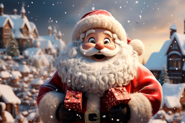 Christmas and new year holiday concept with snowman in santa claus Generative AI