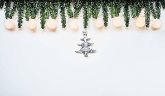 Christmas and New Year holiday top view border design banner background