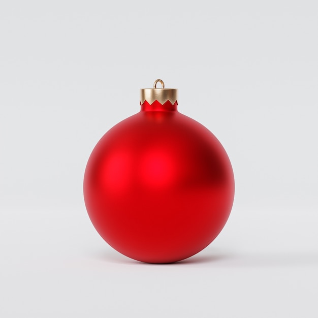 Рождество или новогодние праздники фон, красная безделушка, 3d визуализация