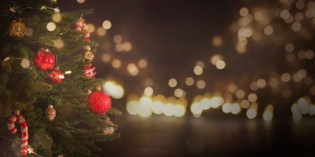 Christmas and New Year holidays background with christmas tree