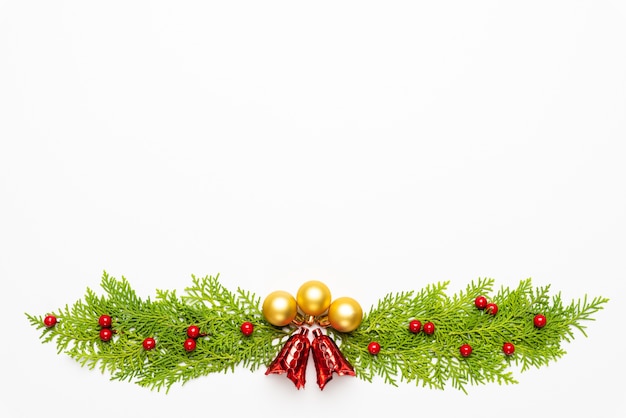 Christmas and New Year's composition and decoration on white background.