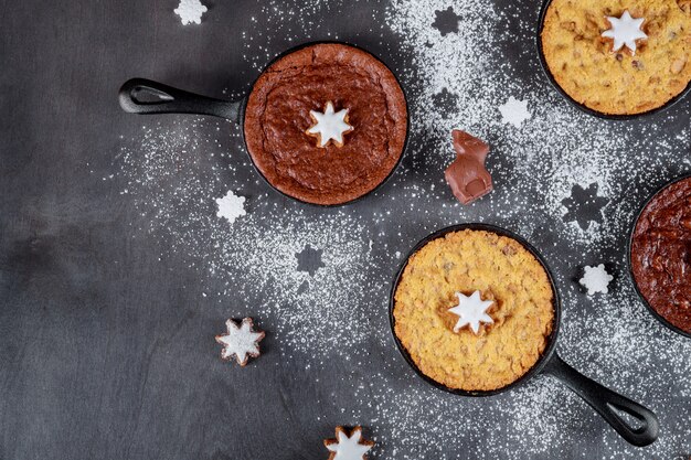 Christmas and new year's eve cookies in a symbol of the new year festive decorations