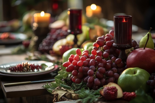 Foto decorazione della tavola di natale e capodanno