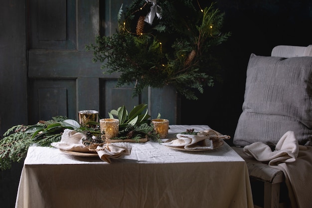 Christmas or New year table setting