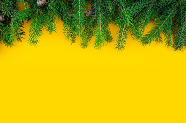 Christmas and New Year yellow background