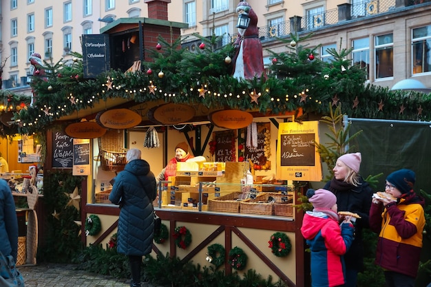 Christmas New Years Market in Dresden Saxony Germany December 21 2022