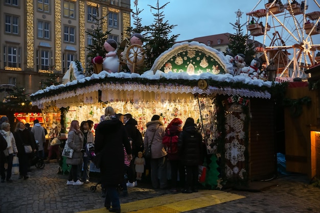 Christmas New Years Market in Dresden Saxony Germany December 21 2022