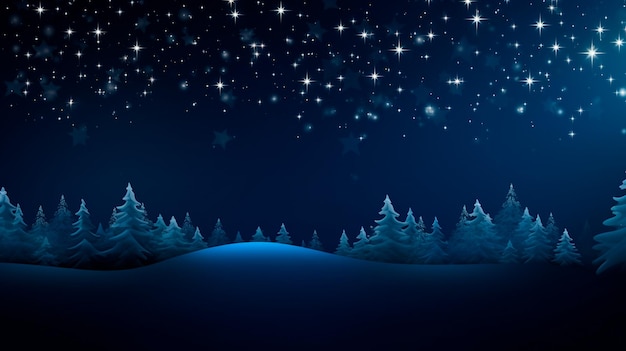 christmas night background with fir trees and snowflakes generative AI