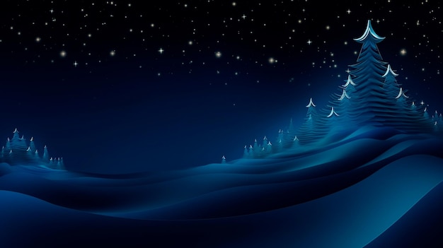 Photo christmas night background with fir trees and snowflakes generative ai