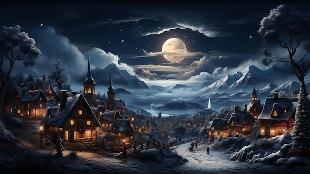 Фото Рождественская ночь в деревне