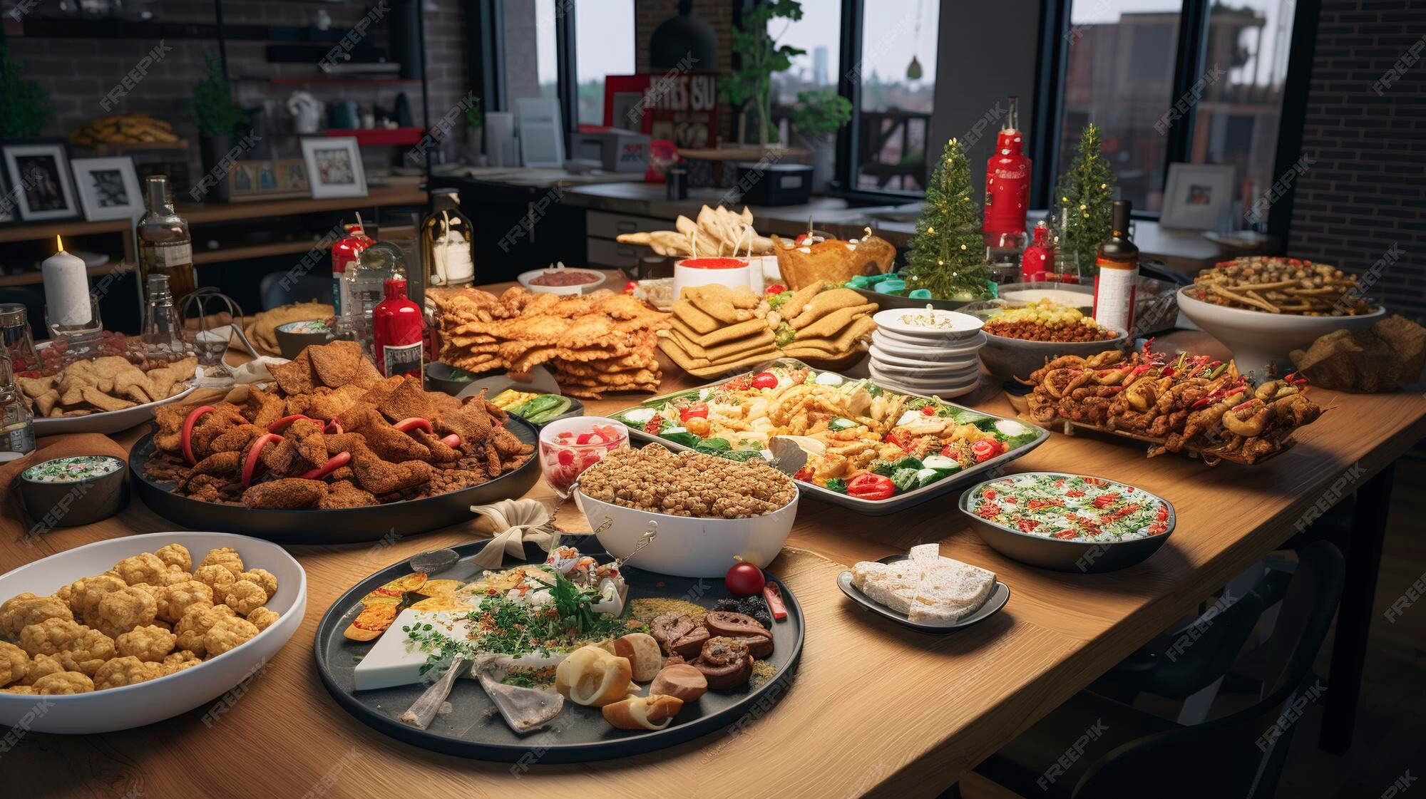 Premium Photo | Christmas Office Potluck Feast