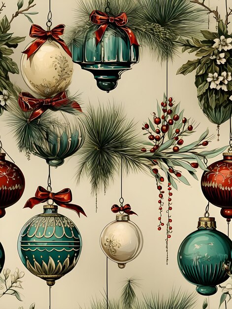Фото Рождественские старые украшения узор дизайн