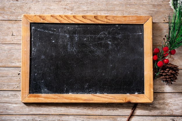 Christmas ornament and blackboard