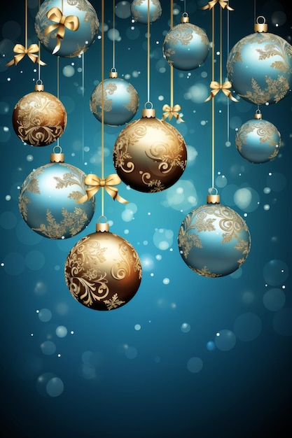 青い背景のクリスマス装飾品