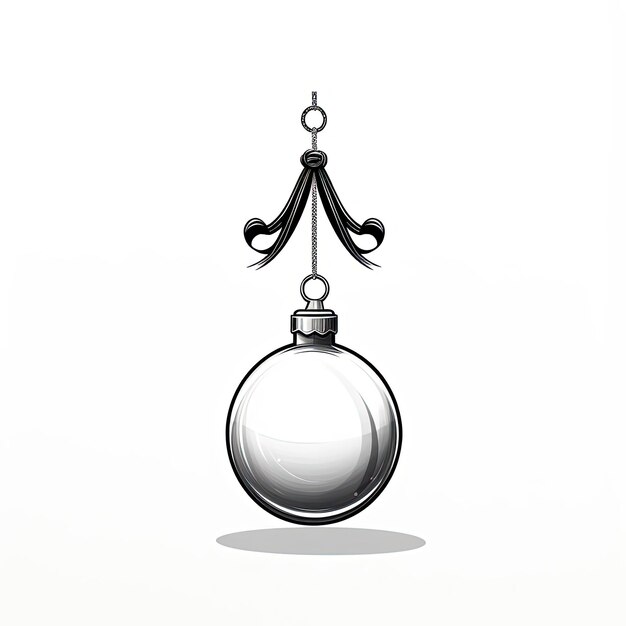 Premium AI Image  a christmas ornament drawn in black and white in the style of minimalist 