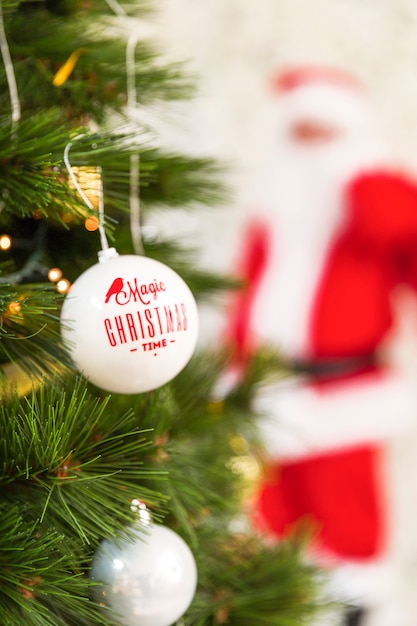 Christmas ornament on fir tree