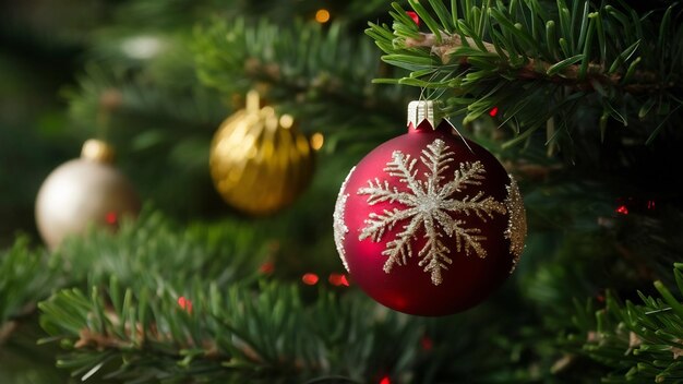 Christmas ornament on fir tree