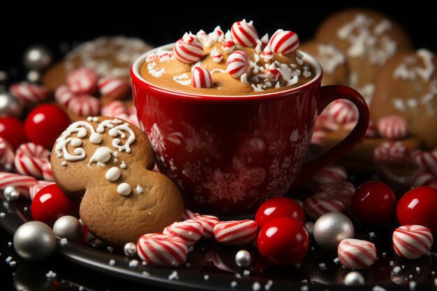 Foto l'ornamento di natale è sul fondo della tazza.