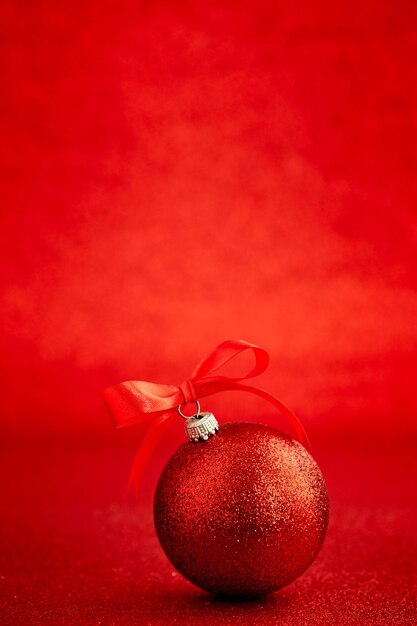 Christmas ornament on red background