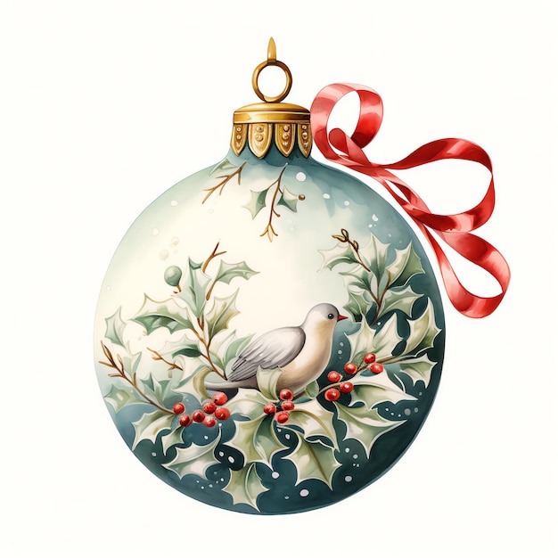 Un ornamento di natale con un uccello su di esso