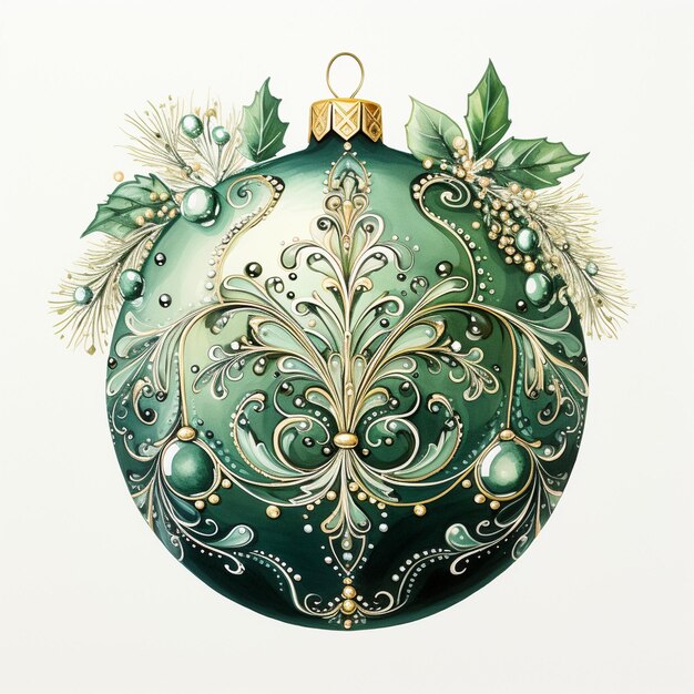 Foto un ornamento di natale con una decorazione verde che dice 