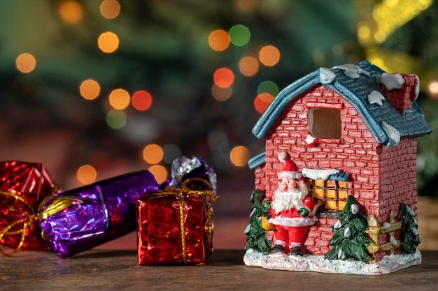 Christmas ornaments on abstract background