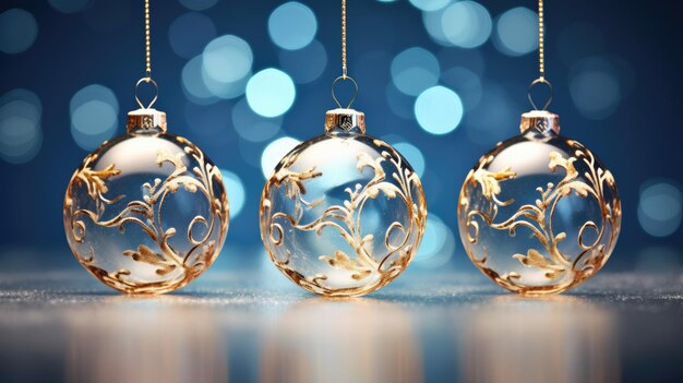 Christmas ornaments ball Set Transparent glass Christmas balls Realistic 3d Xmas decoration design New Year's holiday objects