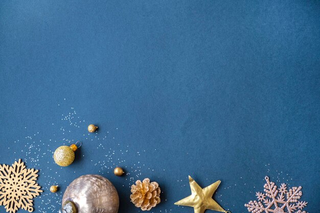 Christmas ornaments on a blue background