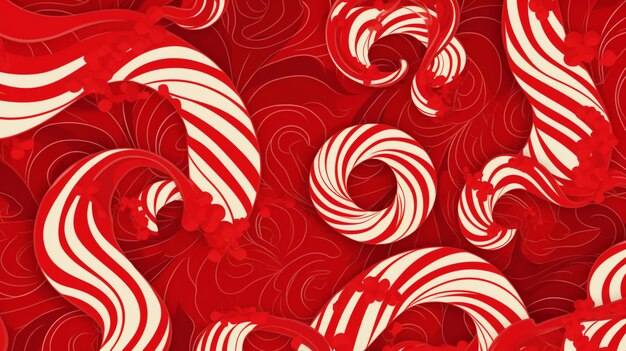 Foto ornamenti di natale caramelle canna art deco sfondo ai immagine generata