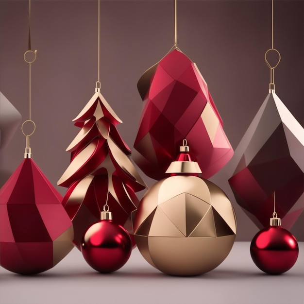 Christmas ornaments geometric shapes abstract shapes color ornaments Generative AI